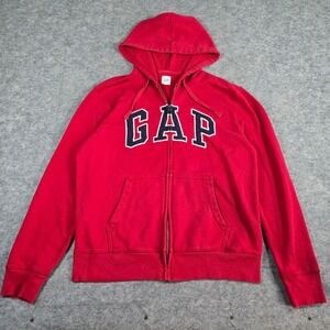 Gap Mens Red Arch Logo Fleece Full Zip Hoodie Medium
